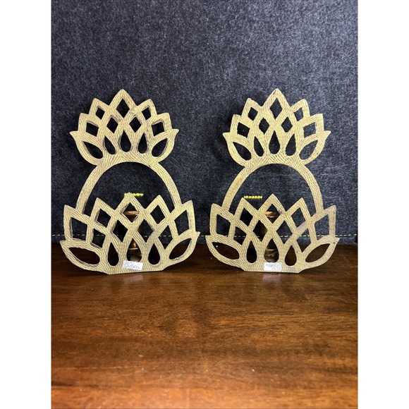 Pair Of Brass Pineapple Wall Mount Candle Holder 7" Tall‎ 5" Wide EUC India - Picture 6 of 7